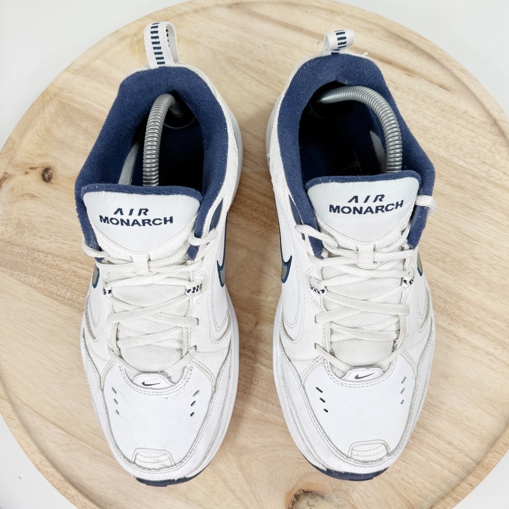 Nike Air Monarch IV 4E Wide Fit Workout Sneakers White Blue‎ Mens 8 416355-102 - Picture 4 of 11